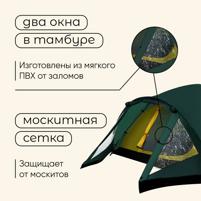 Палатка туристическая, треккинговая maclay PEAK 4, 4-местная, с тамбуром